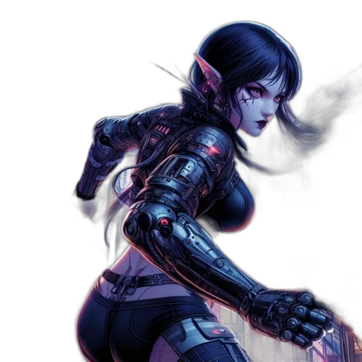 concept art, fantasy art, cyberpunk, comic book art transparent PNG cut-out
