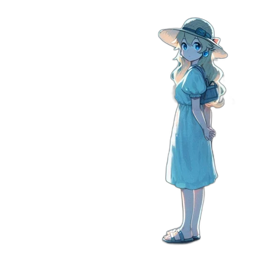 dress, hat, staff, creature transparent PNG cut-out