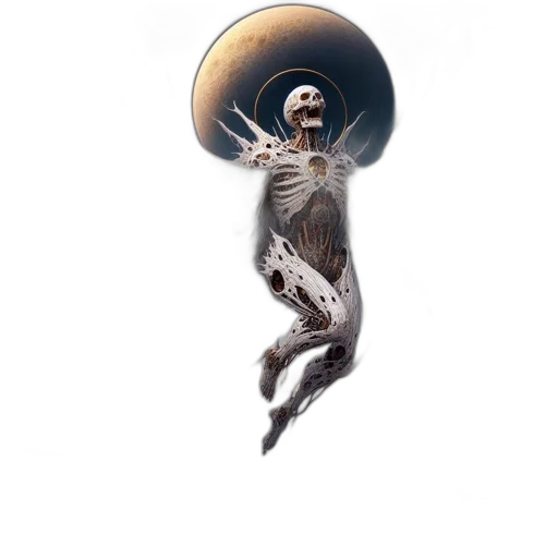 creature, hair, mask, staff transparent PNG cut-out