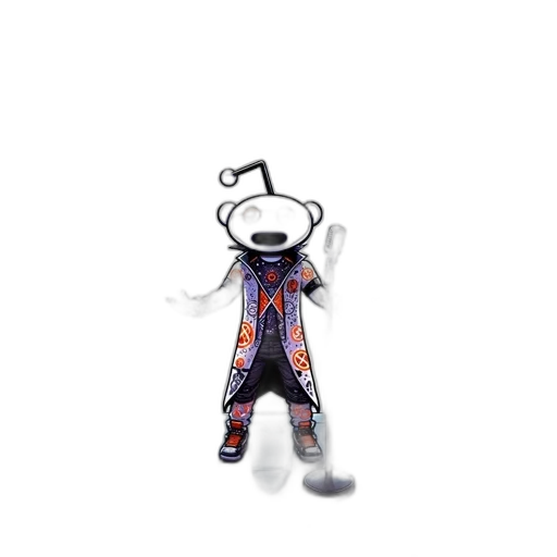 robot, creature, jacket, staff transparent PNG cut-out