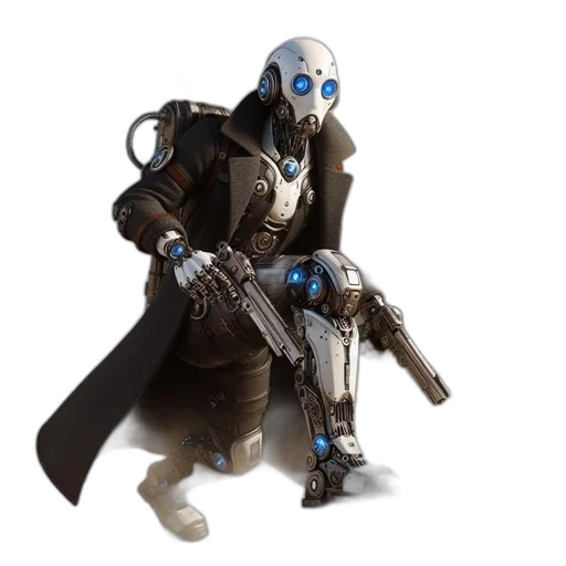 robot, mask, weapon, staff transparent PNG cut-out