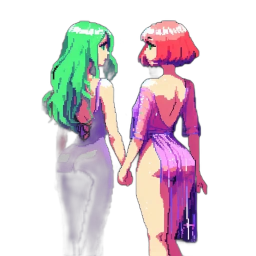dress, concept art, pixel art, vaporwave transparent PNG cut-out
