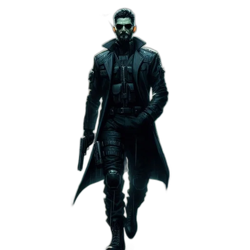 jacket, staff, sword, mask transparent PNG cut-out