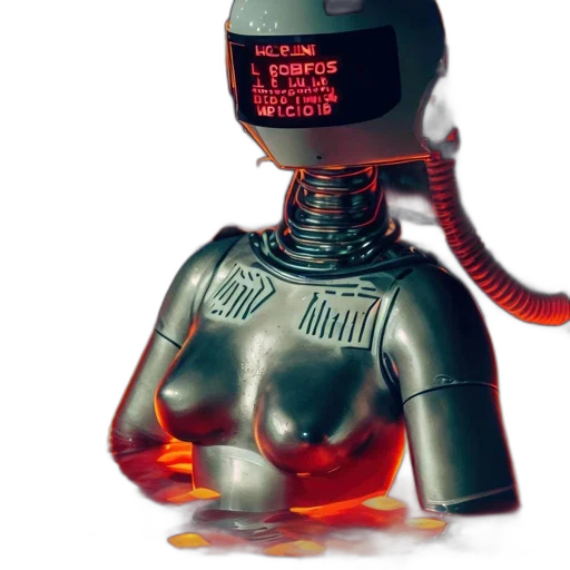 robot, mask, cyberpunk, 3d render transparent PNG cut-out