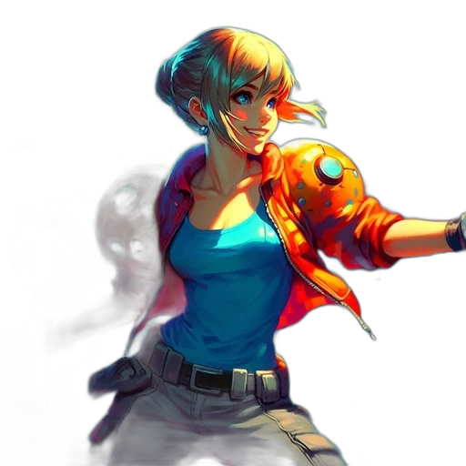weapon, staff, jacket, robot transparent PNG cut-out