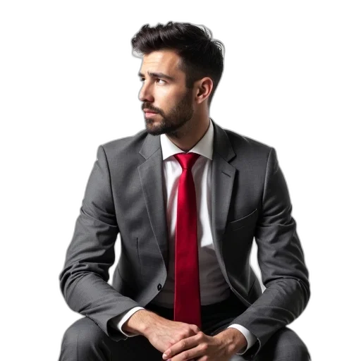 jacket, staff, face, photorealistic transparent PNG cut-out