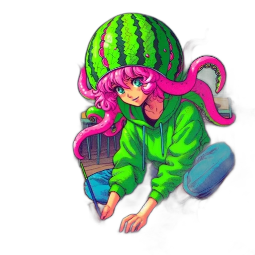hat, creature, jacket, hair transparent PNG cut-out