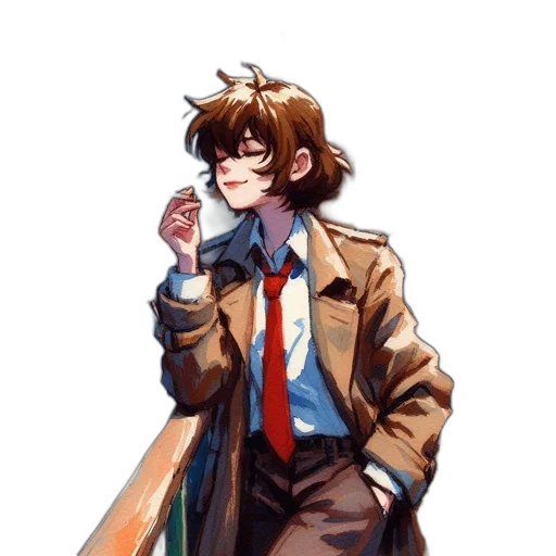 jacket, staff, pixel art, anime transparent PNG cut-out