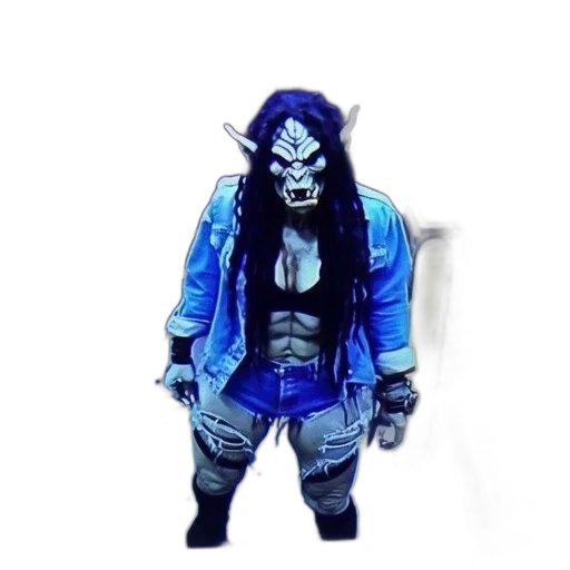 jacket, mask, creature, staff transparent PNG cut-out