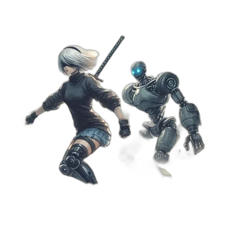 robot, weapon, sword, 3d render transparent PNG cut-out