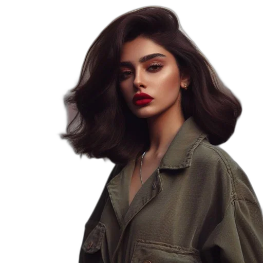 hair, jacket, face, dress transparent PNG cut-out