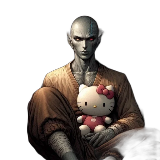 staff, creature, mask, fantasy art transparent PNG cut-out