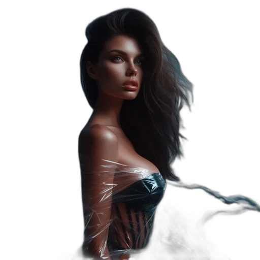 dress, hair, photorealistic, fantasy art transparent PNG cut-out