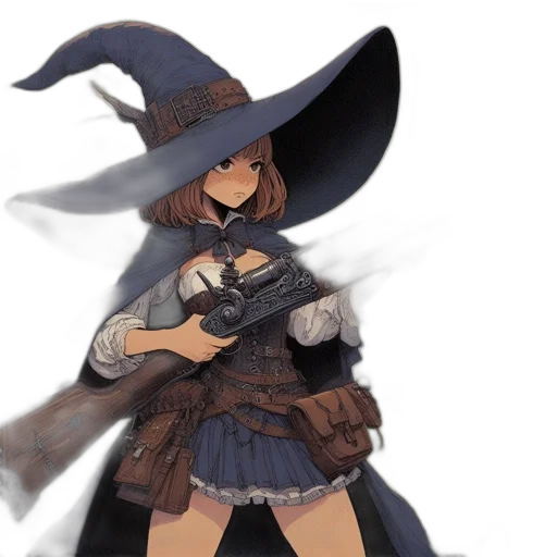 weapon, hat, staff, dress transparent PNG cut-out
