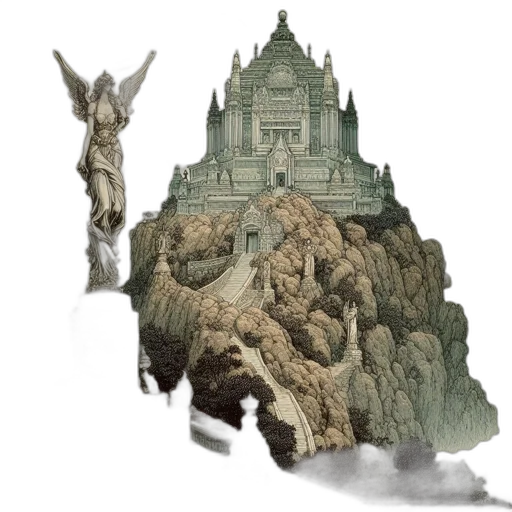 dragon, crown, building, concept art transparent PNG cut-out