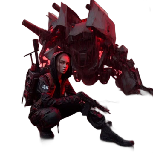 robot, weapon, jacket, concept art transparent PNG cut-out