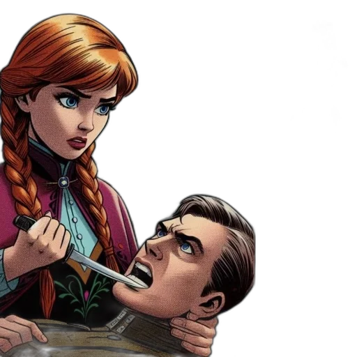 hair, comic book art, cartoon, underwater transparent PNG cut-out