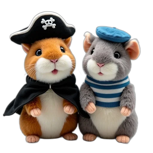 hat, 3d render, two, plush transparent PNG cut-out