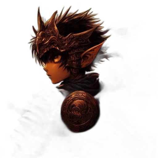 mask, dragon, hair, weapon transparent PNG cut-out