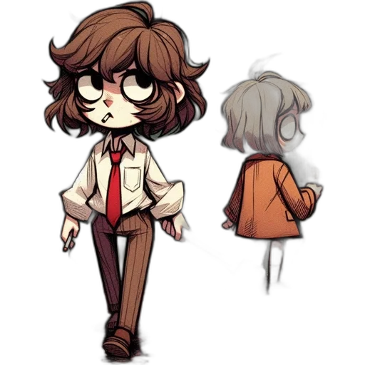 staff, jacket, creature, hair transparent PNG cut-out