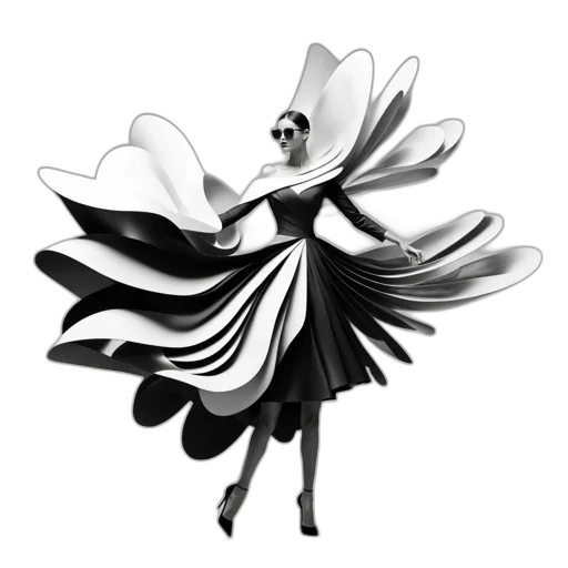 dress, flower, staff, robot transparent PNG cut-out