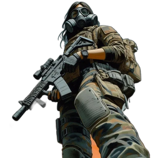 weapon, mask, jacket, staff transparent PNG cut-out