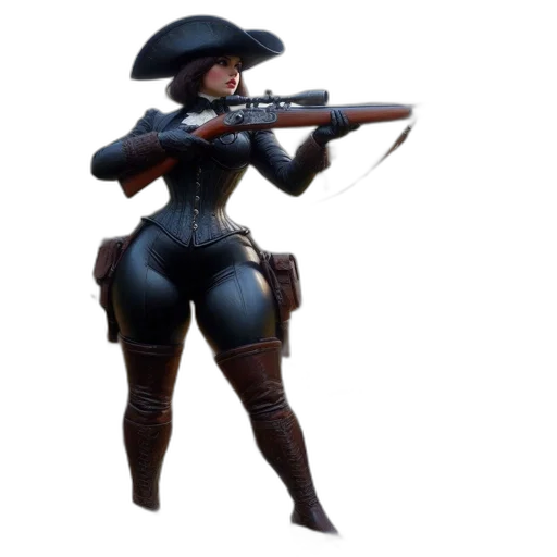 weapon, staff, hat, jacket transparent PNG cut-out