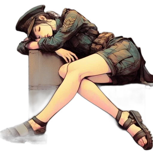 jacket, hat, dress, weapon transparent PNG cut-out