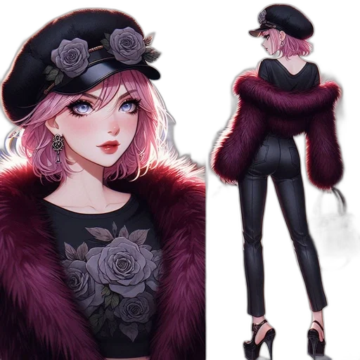 jacket, dress, hat, concept art transparent PNG cut-out