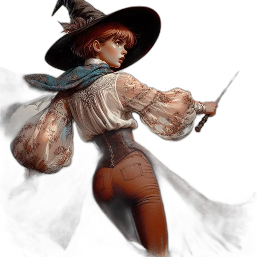 hat, staff, dress, weapon transparent PNG cut-out