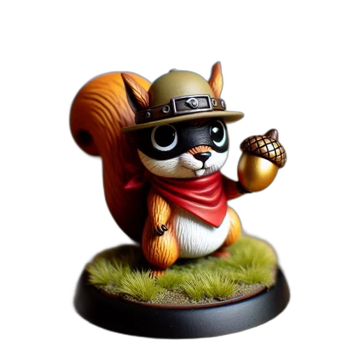 3d render, concept art, miniature, squirrel transparent PNG cut-out
