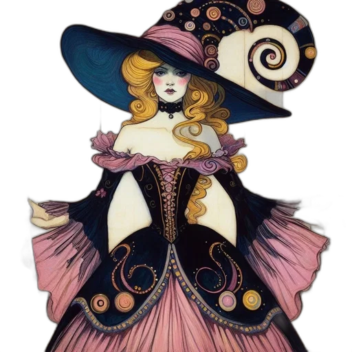 dress, hat, fantasy art, concept art transparent PNG cut-out