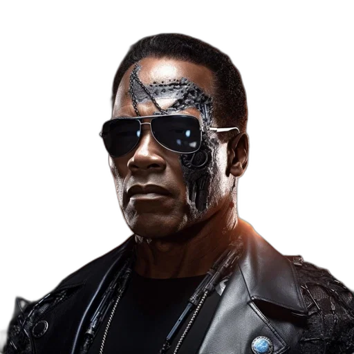 face, jacket, robot, 3d render transparent PNG cut-out