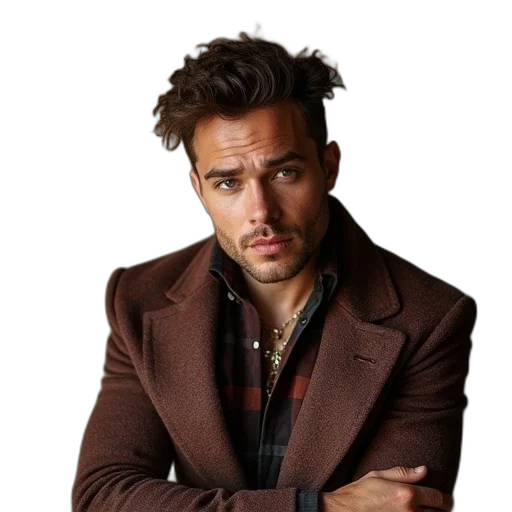 jacket, face, staff, hair transparent PNG cut-out