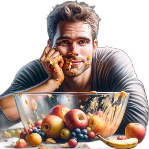 food, face, photorealistic, oil painting transparent PNG cut-out