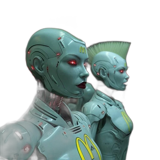 robot, concept art, 3d render, cyberpunk transparent PNG cut-out