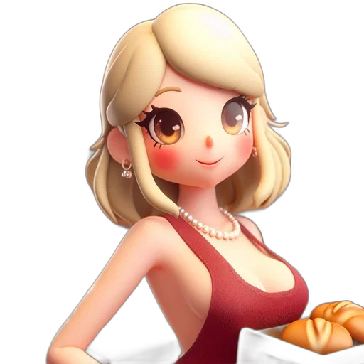 dress, jewelry, staff, cartoon transparent PNG cut-out