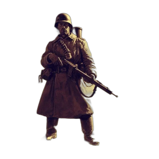 weapon, jacket, staff, hat transparent PNG cut-out
