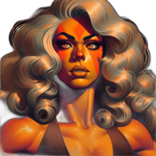 hair, face, photorealistic, comic book art transparent PNG cut-out