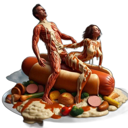 food, concept art, 3d render, two transparent PNG cut-out