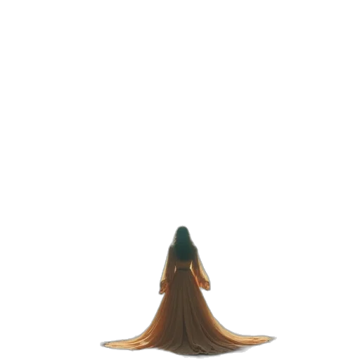 dress, hair, creature, staff transparent PNG cut-out