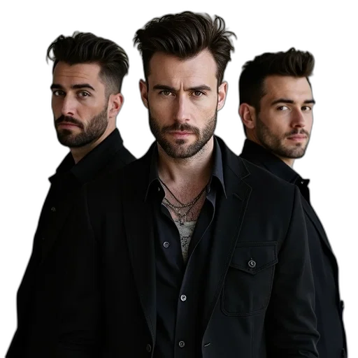 jacket, hair, face, staff transparent PNG cut-out