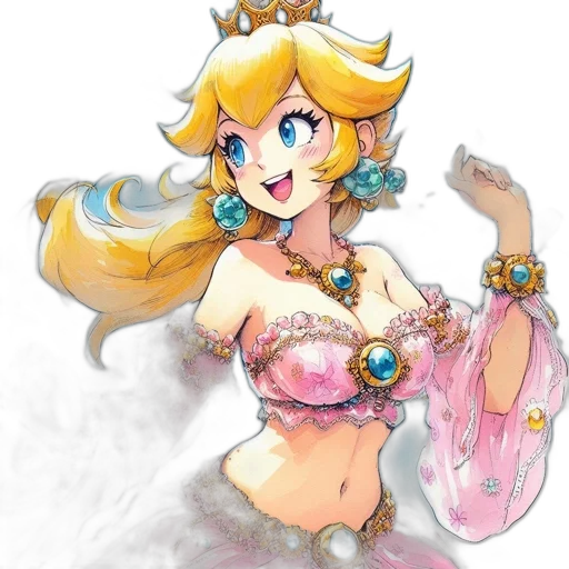 dress, crown, jewelry, staff transparent PNG cut-out