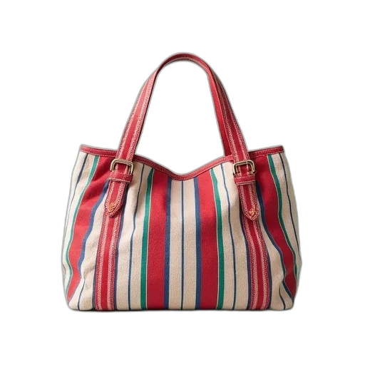 stripe, canvas, purse, red transparent PNG cut-out
