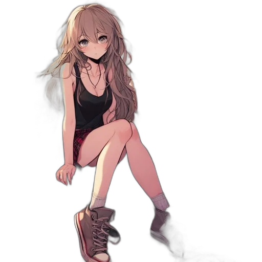 dress, shoes, hair, creature transparent PNG cut-out