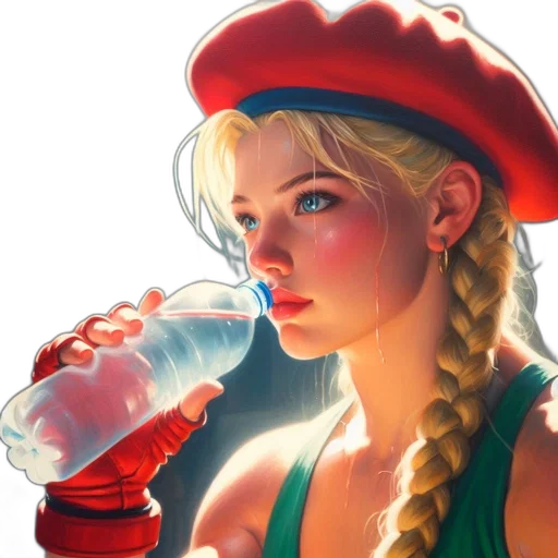 bottle, hat, face, weapon transparent PNG cut-out