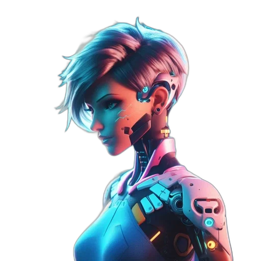 robot, face, jacket, weapon transparent PNG cut-out