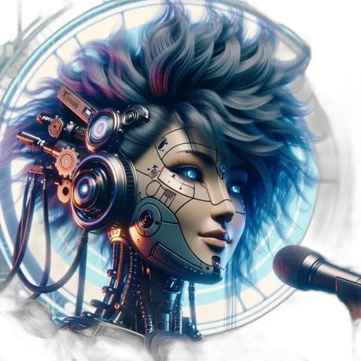 robot, hair, face, cyberpunk transparent PNG cut-out