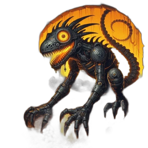 dragon, creature, staff, robot transparent PNG cut-out