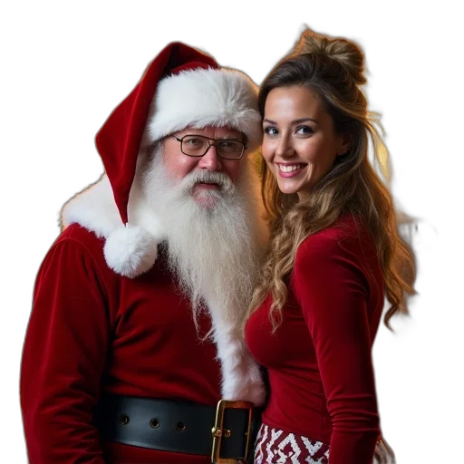 man, woman, posing, santa transparent PNG cut-out
